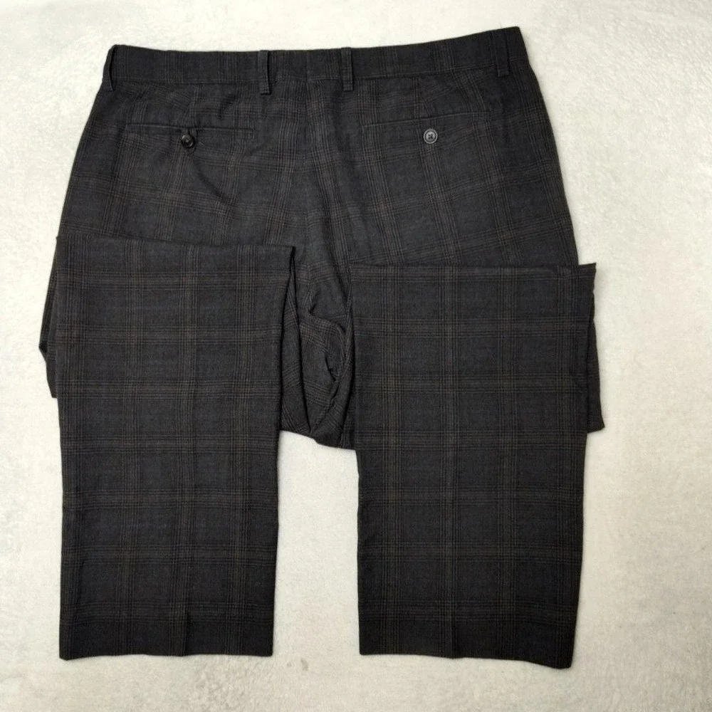 Banana Republic Pants Mens 36x30 Brown Glen Plaid Slim Tailored Dress Flat Front